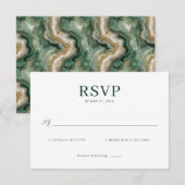 Carte de réponse élégante verte RSVP (Devant / Derrière)