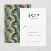 Carte de réponse élégante verte RSVP (Devant / Derrière)