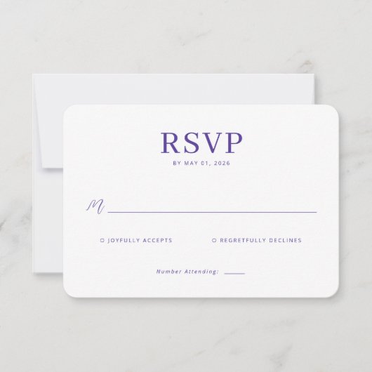 Carte de réponse élégante violette RSVP (Devant)