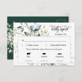 Carte de réponse Emerald Green Feuilles 3 choix de (Devant / Derrière)