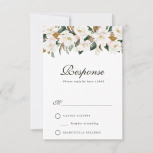 carte de réponse en aquarelle florale Magnolia