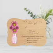 Carte de réponse en bocaux Mason Rose rustique de (Debout devant)