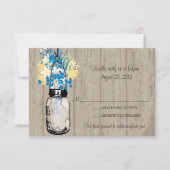 Carte de réponse en bois rustique avec pot Mason e (Devant)