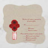 Carte de réponse en burlap rustique rouge Mason Ja (Devant / Derrière)