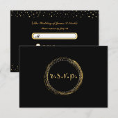 Carte de réponse en cercle de glamour moderne or e (Devant / Derrière)