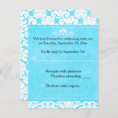 Carte de réponse en damas bleu et blanc (Devant / Derrière)