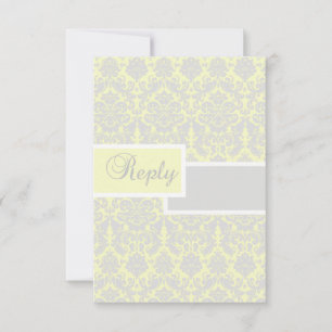 Carte de réponse en damas jaune, blanc et gris
