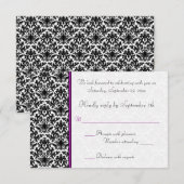 Carte de réponse en damas noir, blanc et violet (Devant / Derrière)