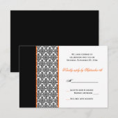 Carte de réponse en damas noir blanc orange (Devant / Derrière)