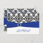 Carte de réponse en damas noir et blanc avec ruban (Devant / Derrière)