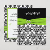 Carte de réponse en damas noir et blanc Chartreuse (Devant / Derrière)
