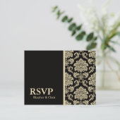 Carte de réponse en damas noir RSVP (Debout devant)