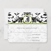 Carte de réponse en damas noir verdure (Dos)