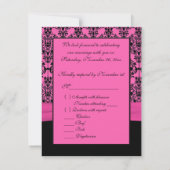 Carte de réponse en damas rose et noir (Dos)