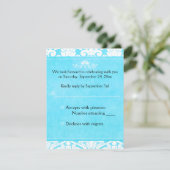 Carte de réponse en damassé bleu et blanc (Debout devant)