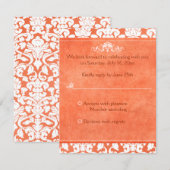 Carte de réponse en damassé orange et blanc (Devant / Derrière)