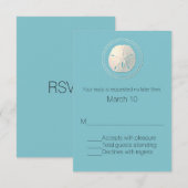 Carte de réponse en dollars de sable turquoise et  (Devant / Derrière)