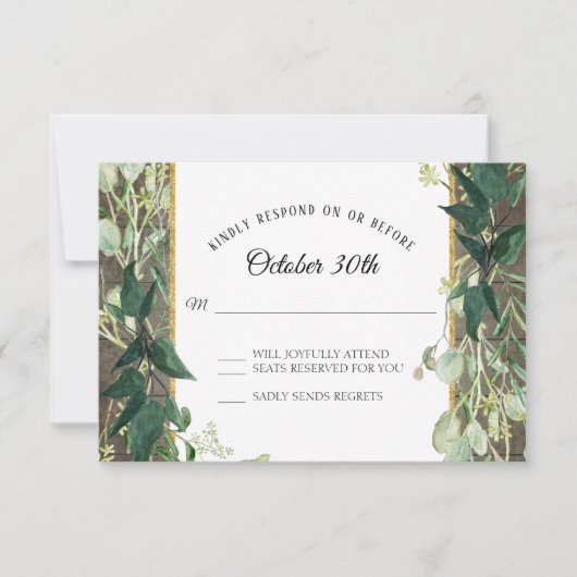 Carte de réponse en feuille de eucalyptus de chais (Devant)