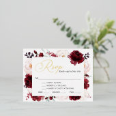 Carte de réponse en feuille d'or pour mariage flor (Debout devant)