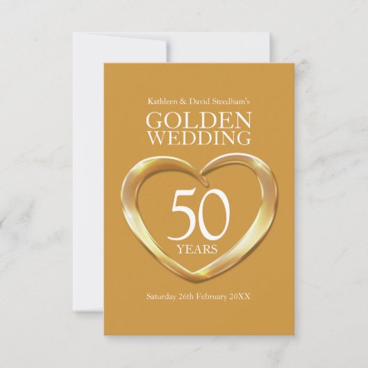 Carte de réponse en forme de cœur pour 50e anniver (Devant)