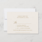 Carte de réponse en ivoire avec calligraphie dorée (Dos)