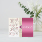 Carte de réponse en ivoire et rose (Debout devant)