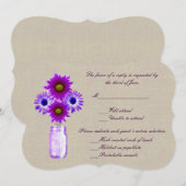 Carte de réponse en jarre de maçon violet rustique (Devant / Derrière)