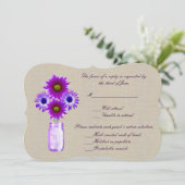 Carte de réponse en jarre de maçon violet rustique (Debout devant)