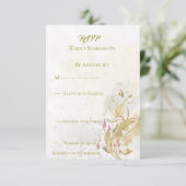 Carte de réponse en or blanc et botanique (Debout devant)