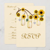 Carte de réponse en pot Mason aux fleurs jaunes (Devant / Derrière)