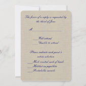 Carte de réponse en pot Mason Burlap Rustique Bleu (Dos)