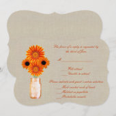 Carte de réponse en pot Mason orange rustique en t (Devant / Derrière)
