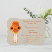 Carte de réponse en pot Mason orange rustique en t (Debout devant)