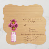 Carte de réponse en pot Mason rose rustique de cam (Devant / Derrière)