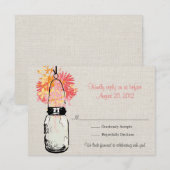 Carte de réponse en pot Mason toile de jute rustiq (Devant / Derrière)