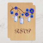 Carte de réponse en pots Mason Bleu Rustique de Ca (Devant / Derrière)