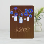 Carte de réponse en pots Mason Bleu Rustique de Ca (Debout devant)