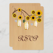 Carte de réponse en pots Mason jaune rustique de c (Devant / Derrière)