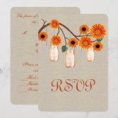 Carte de réponse en pots Mason orange rustique en  (Devant / Derrière)