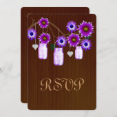 Carte de réponse en pots Mason pourpre rustique de (Devant / Derrière)