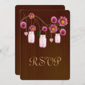 Carte de réponse en pots Mason rose rustique de ca (Devant / Derrière)