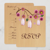 Carte de réponse en pots Mason rose rustique de ca (Devant / Derrière)