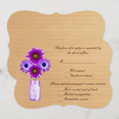 Carte de réponse en pots Mason violet rustique de (Devant / Derrière)