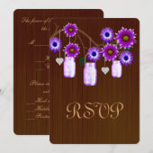 Carte de réponse en pots Mason violet rustique de  (Devant / Derrière)