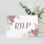 Carte de réponse en rose saumon bohème avec fleurs (Debout devant)