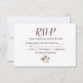 Carte de réponse en rose saumon bohème avec fleurs (Dos)