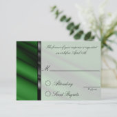 Carte de réponse en soie verte (Debout devant)