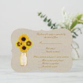 Carte de réponse en toile de jute rustique jaune P (Debout devant)