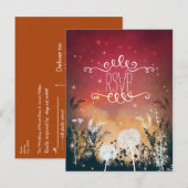 Carte de réponse Enchanted Red Night Sky Stars & F (Devant / Derrière)