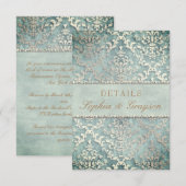 Carte de réponse Enclosure Vert Sage Damaské Brill (Devant / Derrière)